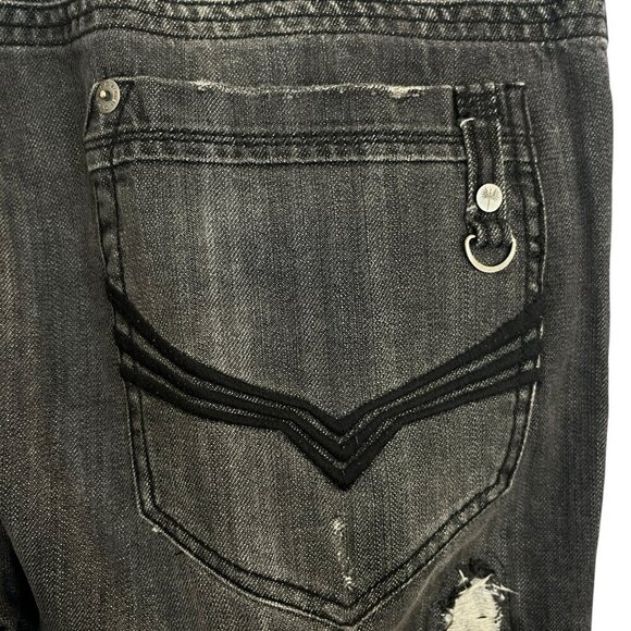 Guess Jeans Rolland Low Bootcut 38 Black Distressed Button Fly 90s Y2K Hip Hop - Picture 12 of 16